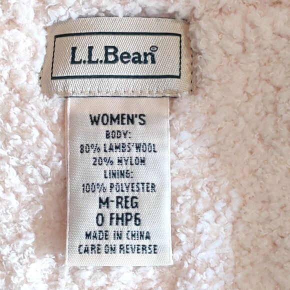L.L. Bean Women’s Size M Lambs Wool Sweater Vest Sherpa Lined Full Zip Blue - Picture 4 of 11